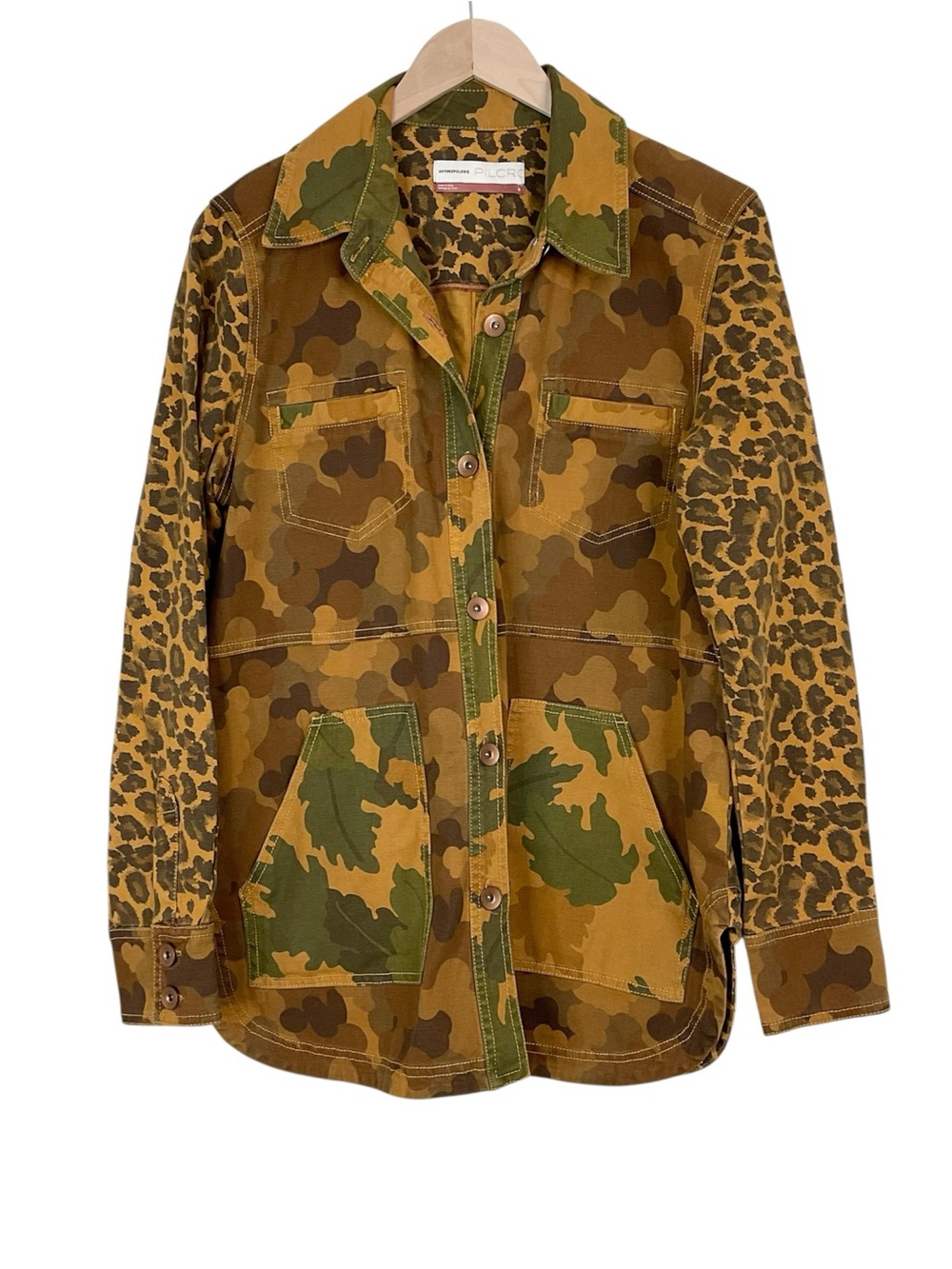 Pilcro Camo Cat Denim Utility Jacket NO BELT Size Small